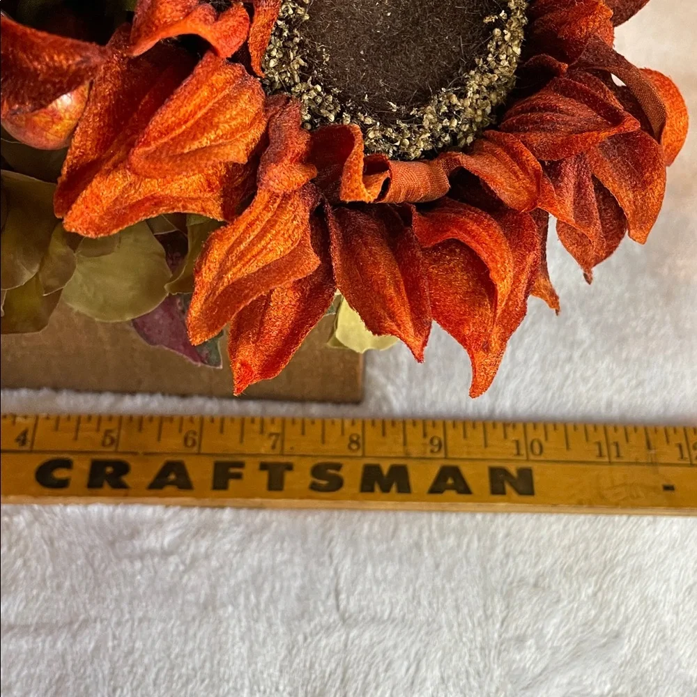 Deep Rust Sunflowers and Berries in a Handmade Cedar Box.